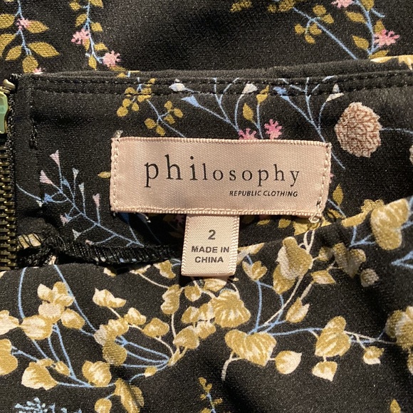 27-7 PHILOSOPHY black yellow multicolor floral pencil skirt 2 - Picture 4 of 5